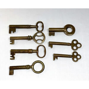 Hollow Barrel Brass Skeleton Keys - Lot of 7 Different Styles